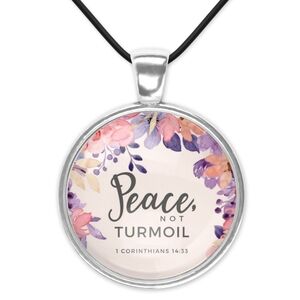 Floral Pendant Necklace with Inspirational Quote